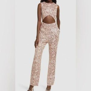 Elegant Blush/Cream/Pink Sequined Jumpsuit